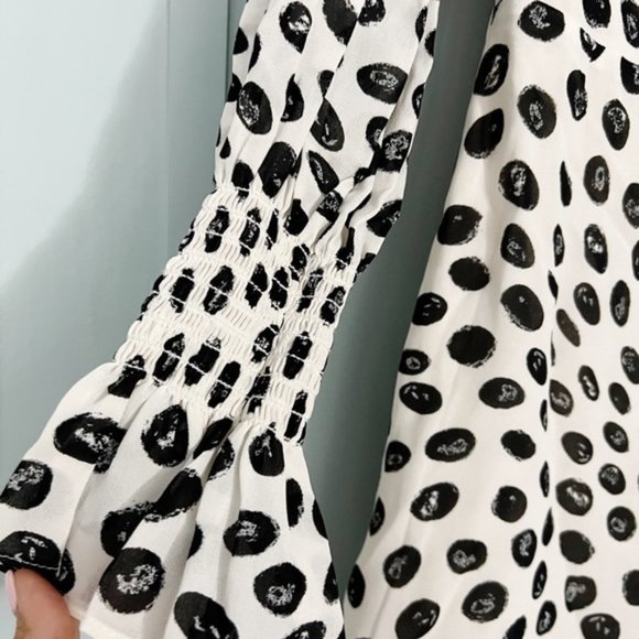 Reformation Black and White Polka Dot Mini Dress - Picture 10 of 11
